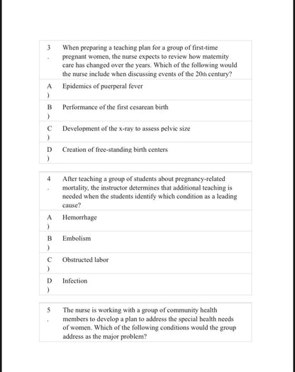 Essentials of Maternity Newborn and Women's Health Nursing 5th Edition Ricci Test Bank